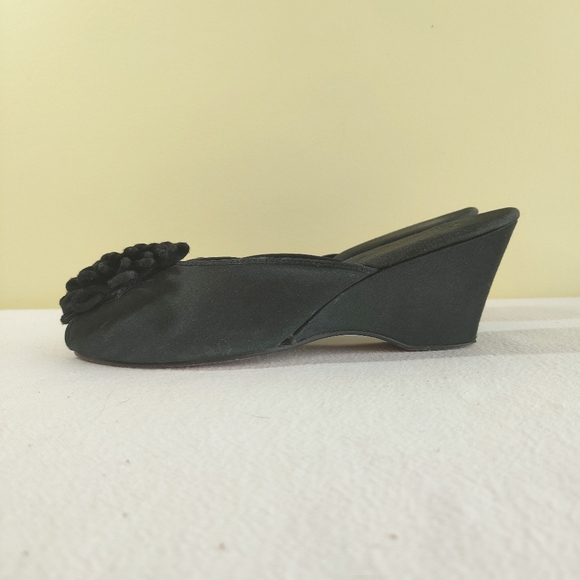 Vtg Hollywood MidCentury Dressing Room Slippers Shoes Wedge Heel Bedroom Boudoir - Picture 4 of 10